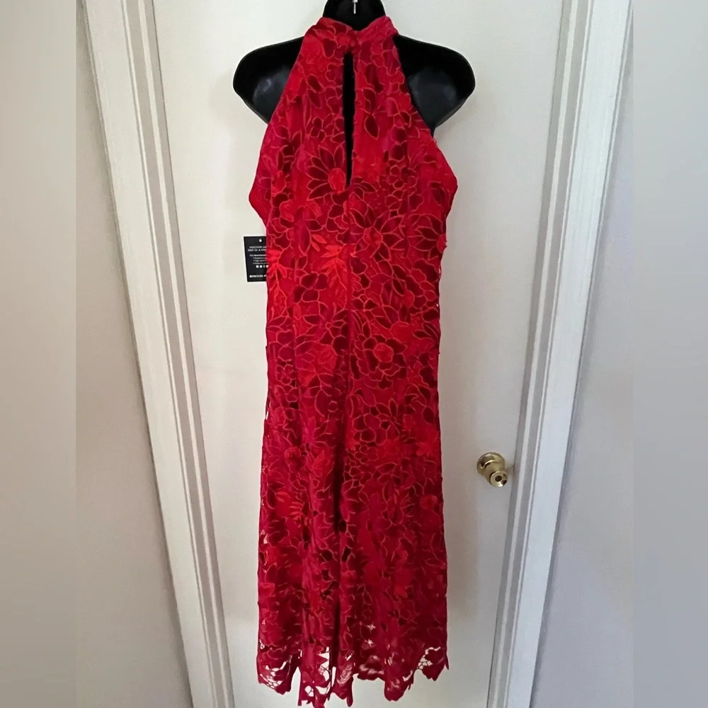 Boston Proper Red Floral Lace Dress - Picture 4 of 5